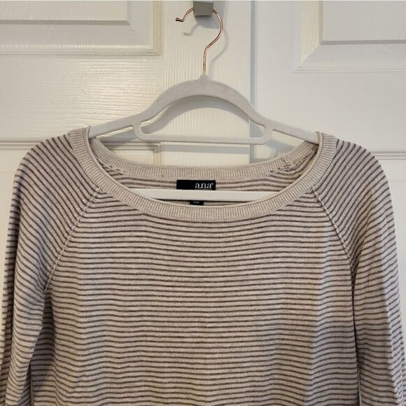 A.N.A. brown/tan striped long-sleeved lightweight sweater - Picture 3 of 6